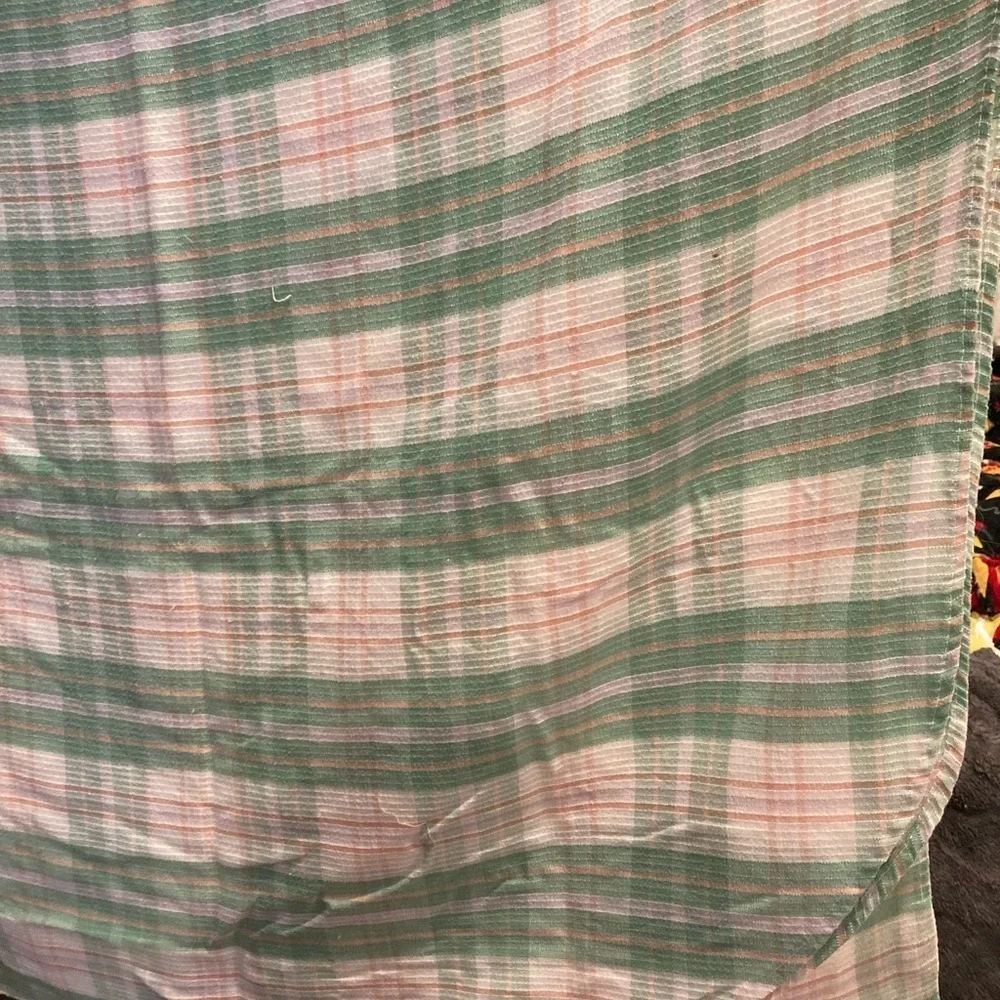 Vintage 1970’s peach & mint coverlet. Full/queen 96 x 106. 152 #4‎